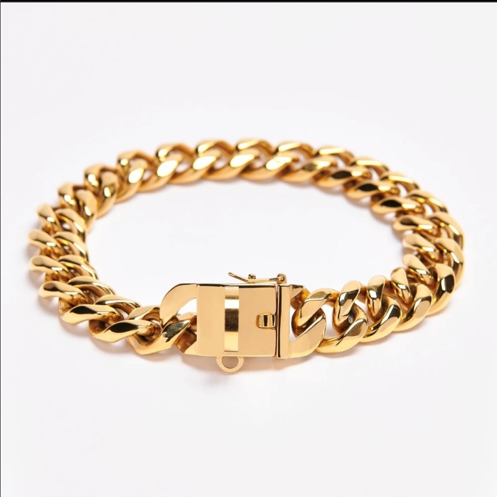 Spark Paws Cuban Link Chain Dog Collar - Gold